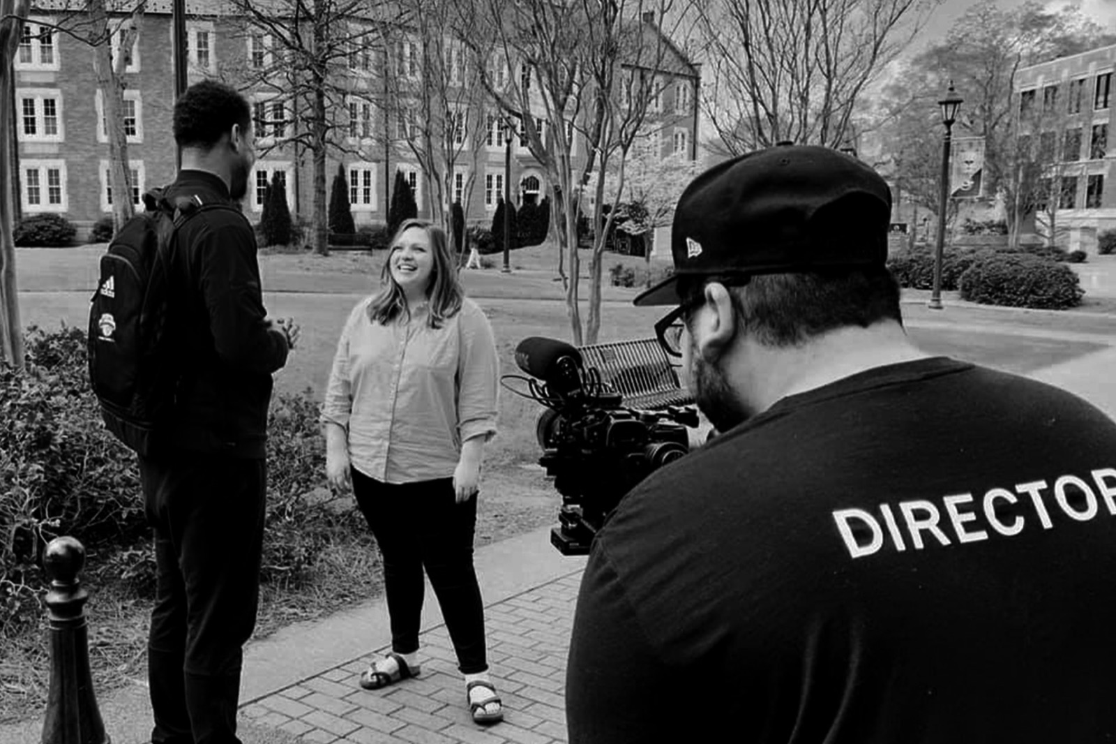 University department video production filming in a lecture hall
